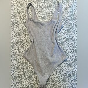 Skims Light Grey Ribbed Bodysuit